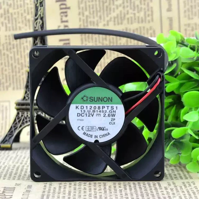 Main image of KD1208PTS1 Cooling Fan 8025 Size (80×80×25mm), DC 12V 2.6W, 2-Wire, 8cm Chassis & Power Supply Fan