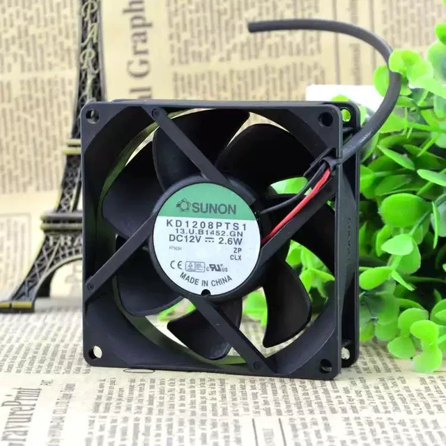 Alt view image 4 of 5 - KD1208PTS1 Cooling Fan 8025 Size (80×80×25mm), DC 12V 2.6W, 2-Wire, 8cm Chassis & Power Supply Fan