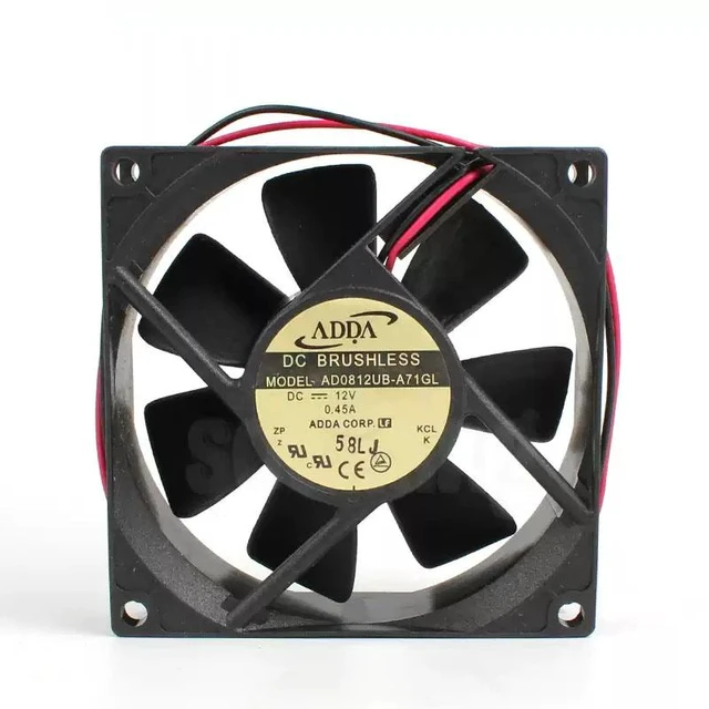 Main image of AD0812UB-A71GL Cooling Fan 8025 Size (80×80×25mm), DC 12V 0.45A, Dual Ball Bearing, 3900RPM, 8CM
