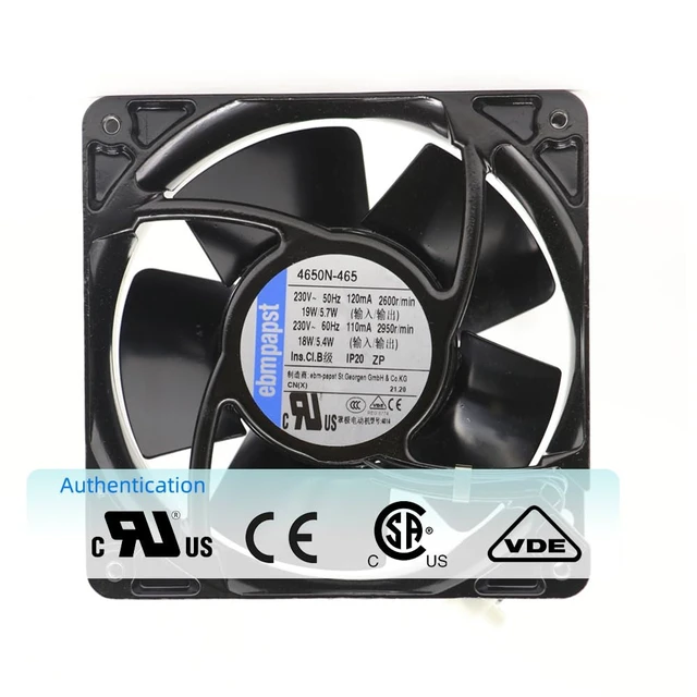 Alt view image 4 of 7 - 4650N-465 for eBm Papst Fan 4650N465 17W/18W 230V 50Hz/60Hz AC Axial Fan 2680RPM Rittal Cabinet Refrigerator Axial Panel Cooling Fan for Heater SK3323.107 120 * 120 * 38mm
