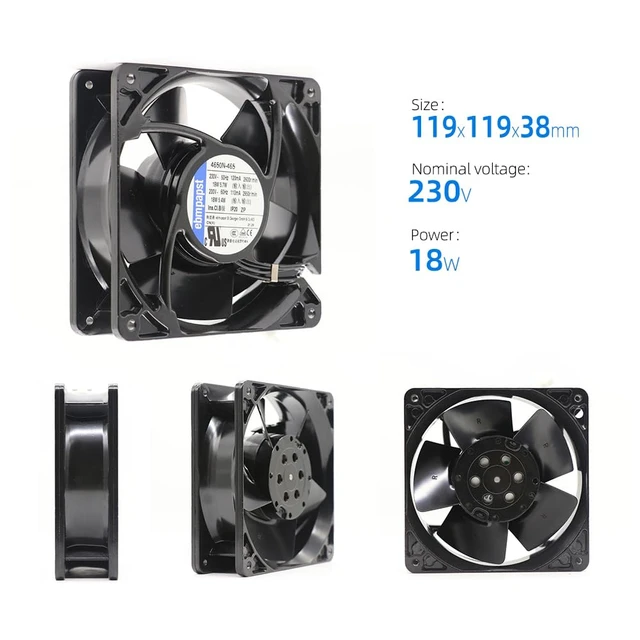 Alt view image 2 of 7 - 4650N-465 for eBm Papst Fan 4650N465 17W/18W 230V 50Hz/60Hz AC Axial Fan 2680RPM Rittal Cabinet Refrigerator Axial Panel Cooling Fan for Heater SK3323.107 120 * 120 * 38mm