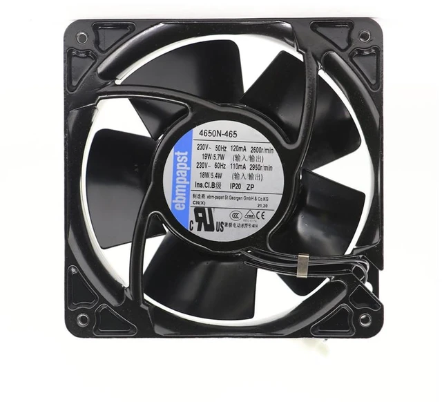 Main image of 4650N-465 for eBm Papst Fan 4650N465 17W/18W 230V 50Hz/60Hz AC Axial Fan 2680RPM Rittal Cabinet Refrigerator Axial Panel Cooling Fan for Heater SK3323.107 120 * 120 * 38mm