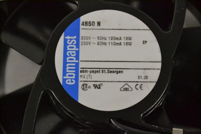Alt view image 4 of 4 - 4650N Axial Cooling Fan 230V AC, 120mm, 19W, Metal Housing, for Cabinet/Control Panel Cooling