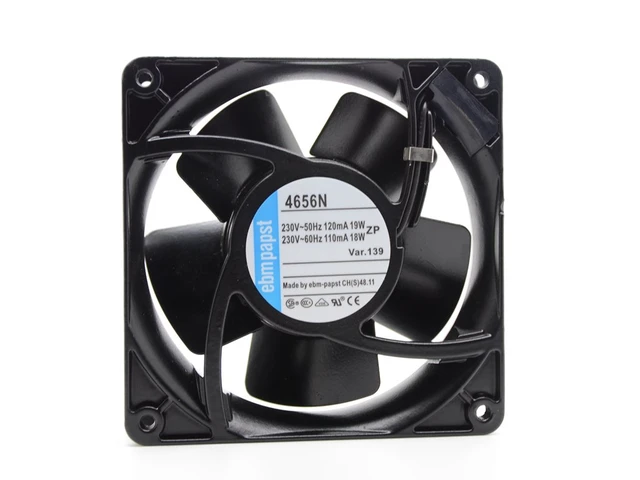 Alt view image 2 of 7 - 4656N All-Metal High-Temperature Axial Fan 230V AC, 120×120×38mm, 19W, Ball Bearing, for Server/Industrial Cabinet Cooling