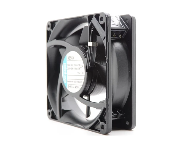 Alt view image 7 of 7 - 4656N All-Metal High-Temperature Axial Fan 230V AC, 120×120×38mm, 19W, Ball Bearing, for Server/Industrial Cabinet Cooling
