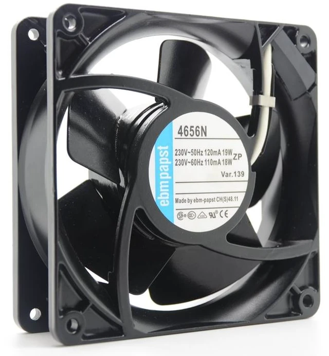 Main image of 4656N All-Metal High-Temperature Axial Fan 230V AC, 120×120×38mm, 19W, Ball Bearing, for Server/Industrial Cabinet Cooling
