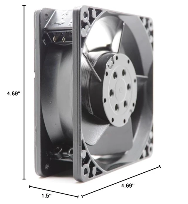 Alt view image 6 of 7 - 4656N All-Metal High-Temperature Axial Fan 230V AC, 120×120×38mm, 19W, Ball Bearing, for Server/Industrial Cabinet Cooling