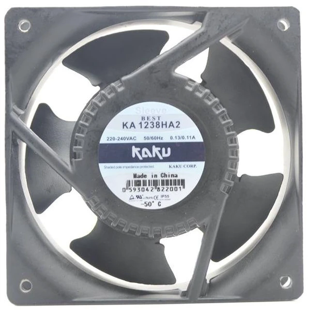 Main image of KA1238HA2 All-Metal Waterproof Industrial Cooling Fan AC 220V, 12038 Size (120×120×38mm),Magnesium Alloy Frame, for Cabinet/Server/Inverter Cooling