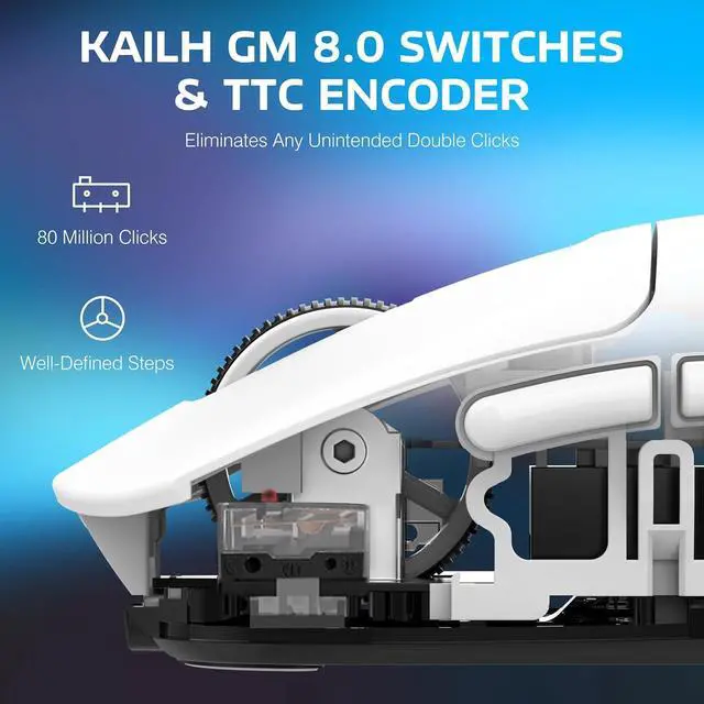 Alt view image 5 of 6 - ATTACK SHARK X3 Lightweight Tri-Mode Wireless Gaming Mouse, 2.4G Bluetooth USB-C Wired, PAW3395 Sensor, 26K DPI, Kailh GM8.0 Switch, 5 Programmable Buttons for PC & Mac White