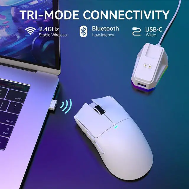 Alt view image 3 of 7 - ATTACK SHARK X11 Wireless Gaming Mouse | PAW3311 Sensor, 22000 DPI, Tri-Mode, Lightweight, RGB Charging Dock, 5 Programmable Buttons
