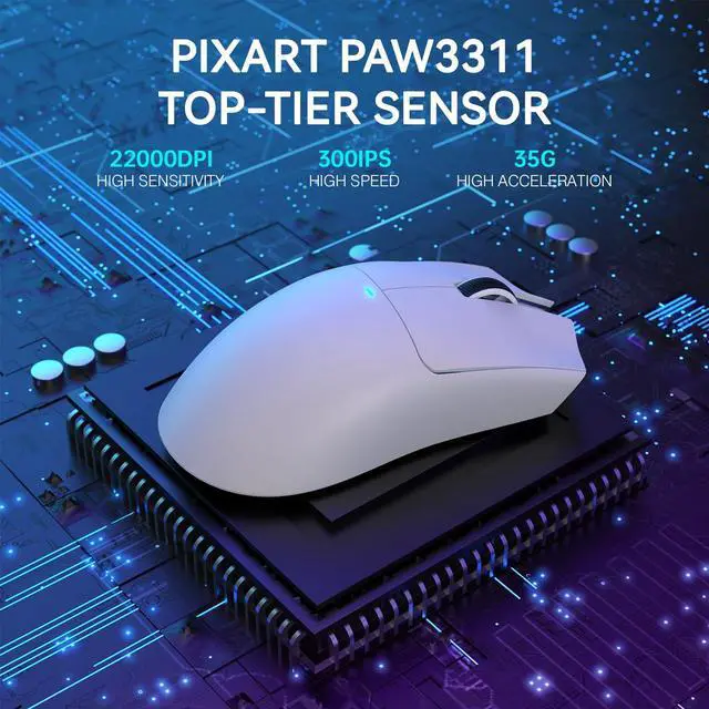 Alt view image 5 of 7 - ATTACK SHARK X11 Wireless Gaming Mouse | PAW3311 Sensor, 22000 DPI, Tri-Mode, Lightweight, RGB Charging Dock, 5 Programmable Buttons