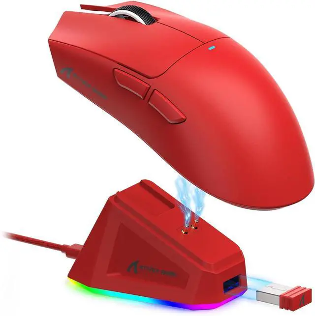 Main image of ATTACK SHARK X11 Wireless Gaming Mouse | PAW3311 Sensor, 22000 DPI, Tri-Mode, Lightweight, RGB Charging Dock, 5 Programmable Buttons Red