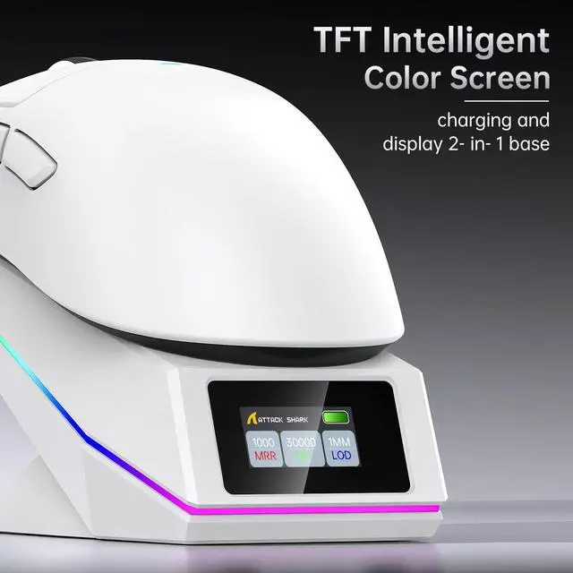 Alt view image 3 of 6 - ATTACK SHARK X11 PRO V2 Tri-Mode Wireless Gaming Mouse with Magnetic RGB TFT Display Charging Dock, 66g Ultra-Lightweight, PAW3315 Sensor, 30000 DPI, 1000Hz Polling, Programmable for PC & Mac
