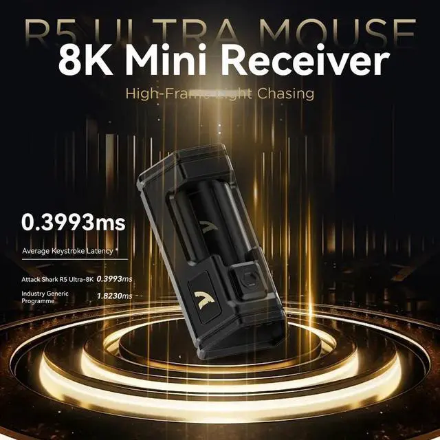 Alt view image 6 of 7 - ATTACK SHARK R5 Ultra 8K Carbon Fiber Wireless Gaming Mouse, 39g Ultra-Light, PixArt PAW3950 MAX, Nordic 52840, 42000 DPI, Tri-Mode Wired/Bluetooth/2.4GHz Programmable Mouse for PC & Mac