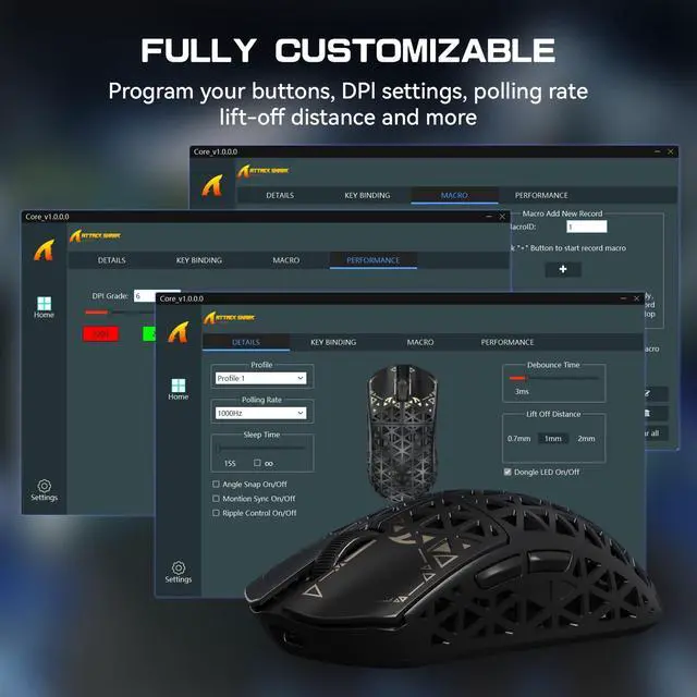 Alt view image 7 of 7 - ATTACK SHARK R5 Ultra 8K Carbon Fiber Wireless Gaming Mouse, 39g Ultra-Light, PixArt PAW3950 MAX, Nordic 52840, 42000 DPI, Tri-Mode Wired/Bluetooth/2.4GHz Programmable Mouse for PC & Mac