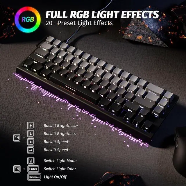 Alt view image 5 of 7 - ATTACK SHARK X68 HE RT 60% Wired Magnetic Gaming Keyboard Black, Hall Effect Switch, Adjustable Actuation, 8KHz Polling Rate, RGB Top Mount, Web Driver for PC Mac Esports Gamers Moonlight