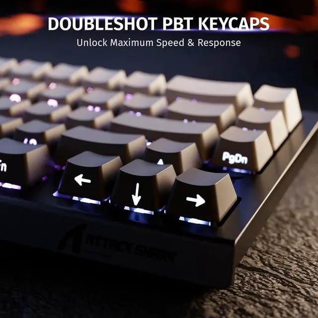 Alt view image 6 of 7 - ATTACK SHARK X68 HE RT 60% Wired Magnetic Gaming Keyboard Black, Hall Effect Switch, Adjustable Actuation, 8KHz Polling Rate, RGB Top Mount, Web Driver for PC Mac Esports Gamers Moonlight