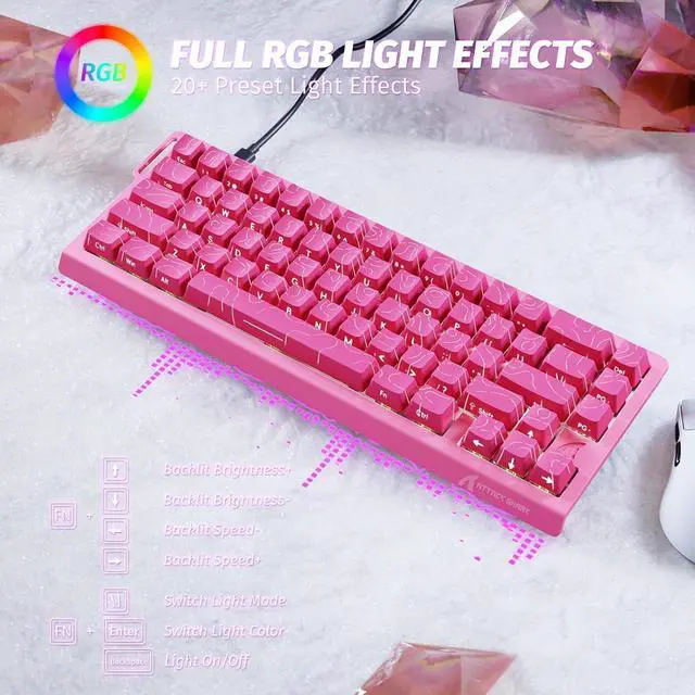 Alt view image 4 of 6 - ATTACK SHARK X68 HE RT 60% Wired Magnetic Gaming Keyboard Black, Hall Effect Switch, Adjustable Actuation, 8KHz Polling Rate, RGB Top Mount, Web Driver for PC Mac Esports Gamers Rose Contour