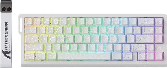 Main image of ATTACK SHARK X68 HE RT 60% Wired Magnetic Gaming Keyboard Black, Hall Effect Switch, Adjustable Actuation, 8KHz Polling Rate, RGB Top Mount, Web Driver for PC Mac Esports Gamers White Contour