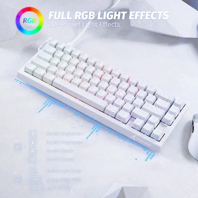 Alt view image 4 of 6 - ATTACK SHARK X68 HE RT 60% Wired Magnetic Gaming Keyboard Black, Hall Effect Switch, Adjustable Actuation, 8KHz Polling Rate, RGB Top Mount, Web Driver for PC Mac Esports Gamers White Contour