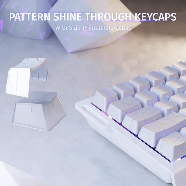 Alt view image 5 of 6 - ATTACK SHARK X68 HE RT 60% Wired Magnetic Gaming Keyboard Black, Hall Effect Switch, Adjustable Actuation, 8KHz Polling Rate, RGB Top Mount, Web Driver for PC Mac Esports Gamers White Contour