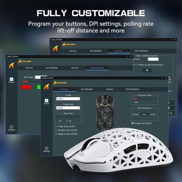 Alt view image 7 of 7 - ATTACK SHARK R5 Ultra 8K Carbon Fiber Wireless Gaming Mouse, 39g Ultra-Light, PixArt PAW3950 MAX, Nordic 52840, 42000 DPI, Tri-Mode Wired/Bluetooth/2.4GHz Programmable Mouse for PC & Mac White
