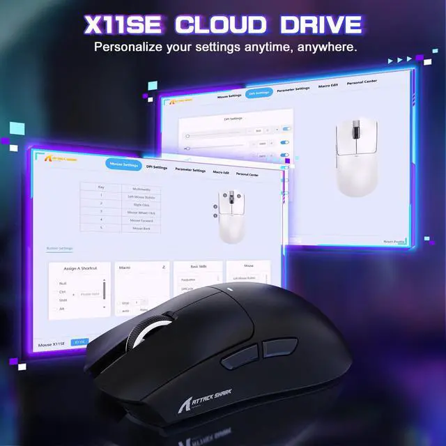 Alt view image 5 of 7 - ATTACK SHARK X11SE Ultra-Light Wireless Gaming Mouse | Tri-Mode BT5.2 / 2.4G / Type-C Wired, PixArt PAW3311 Sensor, 22K DPI, 5 Programmable Buttons, Gaming Mouse for PC Laptop Mac