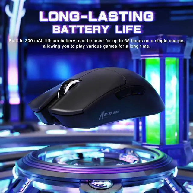 Alt view image 6 of 7 - ATTACK SHARK X11SE Ultra-Light Wireless Gaming Mouse | Tri-Mode BT5.2 / 2.4G / Type-C Wired, PixArt PAW3311 Sensor, 22K DPI, 5 Programmable Buttons, Gaming Mouse for PC Laptop Mac