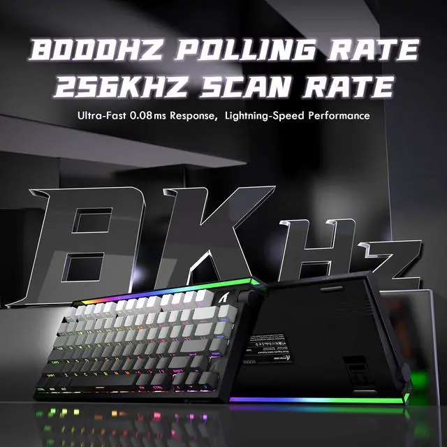 Alt view image 3 of 7 - ATTACK SHARK R85 HE Wired 75% RT RGB Gaming Keyboard, 8K Polling, 0.005mm Accuracy, 0.08ms Latency, 256K Scan, Hall Effect Magnetic Switches, 5-Layer Sound Dampening, Software for PC & Mac