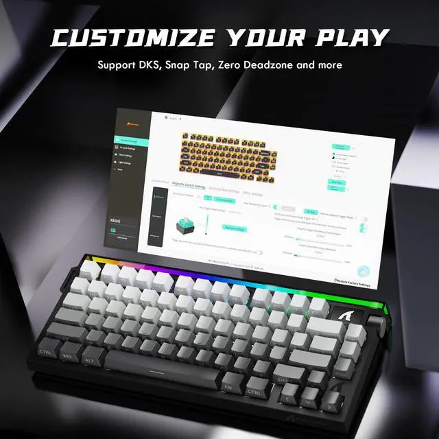 Alt view image 6 of 7 - ATTACK SHARK R85 HE Wired 75% RT RGB Gaming Keyboard, 8K Polling, 0.005mm Accuracy, 0.08ms Latency, 256K Scan, Hall Effect Magnetic Switches, 5-Layer Sound Dampening, Software for PC & Mac