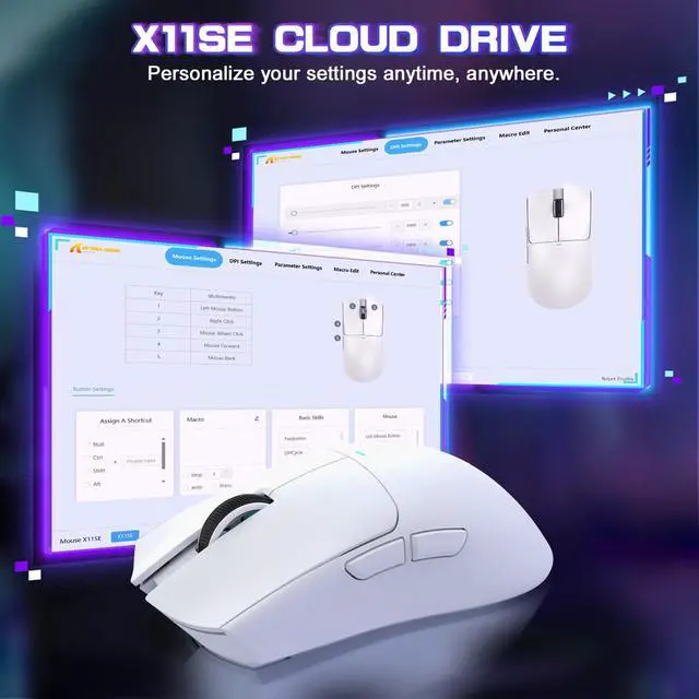 Alt view image 5 of 7 - ATTACK SHARK X11SE Ultra-Light Wireless Gaming Mouse | Tri-Mode BT5.2 / 2.4G / Type-C Wired, PixArt PAW3311 Sensor, 22K DPI, 5 Programmable Buttons, Gaming Mouse for PC Laptop Mac White