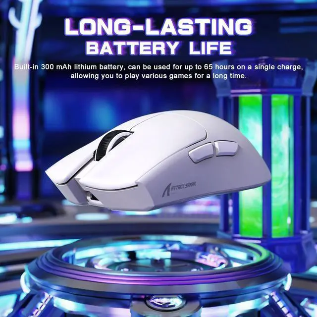 Alt view image 6 of 7 - ATTACK SHARK X11SE Ultra-Light Wireless Gaming Mouse | Tri-Mode BT5.2 / 2.4G / Type-C Wired, PixArt PAW3311 Sensor, 22K DPI, 5 Programmable Buttons, Gaming Mouse for PC Laptop Mac White