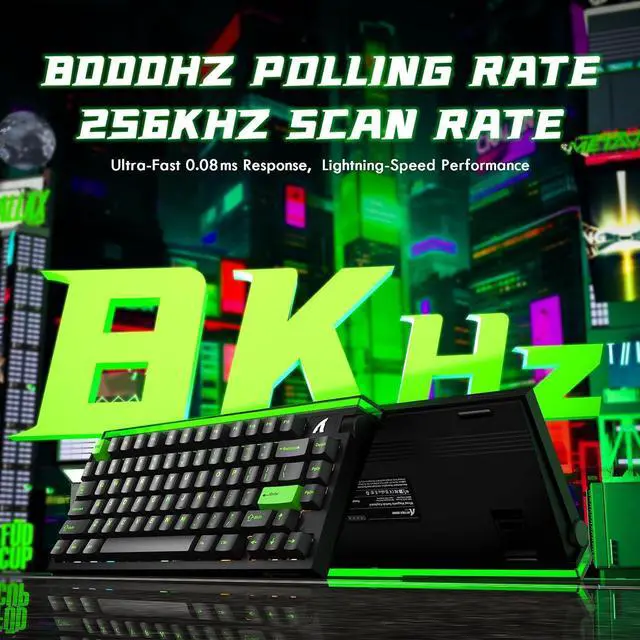 Alt view image 3 of 7 - ATTACK SHARK R85 HE Wired 75% RT RGB Gaming Keyboard, 8K Polling, 0.005mm Accuracy, 0.08ms Latency, 256K Scan, Hall Effect Magnetic Switches, 5-Layer Sound Dampening, Software for PC & Mac Black Green