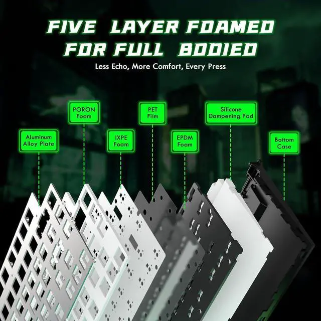 Alt view image 7 of 7 - ATTACK SHARK R85 HE Wired 75% RT RGB Gaming Keyboard, 8K Polling, 0.005mm Accuracy, 0.08ms Latency, 256K Scan, Hall Effect Magnetic Switches, 5-Layer Sound Dampening, Software for PC & Mac Black Green