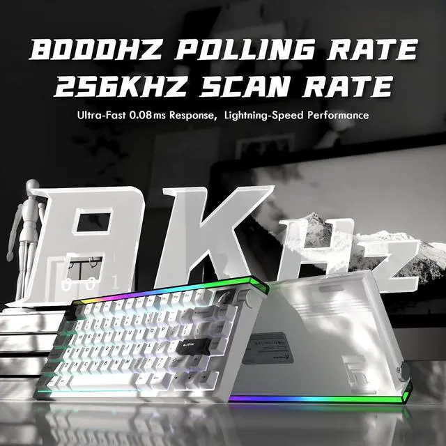 Alt view image 3 of 7 - ATTACK SHARK R85 HE Wired 75% RT RGB Gaming Keyboard, 8K Polling, 0.005mm Accuracy, 0.08ms Latency, 256K Scan, Hall Effect Magnetic Switches, 5-Layer Sound Dampening, Software for PC & Mac Star White