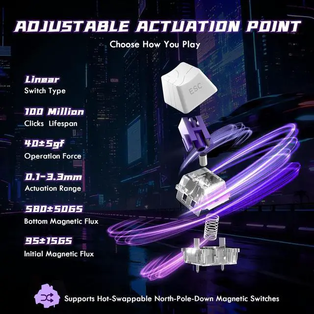 Alt view image 5 of 7 - ATTACK SHARK R85 HE Wired 75% RT RGB Gaming Keyboard, 8K Polling, 0.005mm Accuracy, 0.08ms Latency, 256K Scan, Hall Effect Magnetic Switches, 5-Layer Sound Dampening, Software for PC & Mac