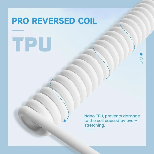 Alt view image 3 of 7 - ATTACK SHARK C01ULTRA Coiled USB-C Cable, Transparent Double TPU Sleeve, RGB Metal Aviator Connector, Type-C to USB-A for Mechanical Keyboard, Gaming & Devices White