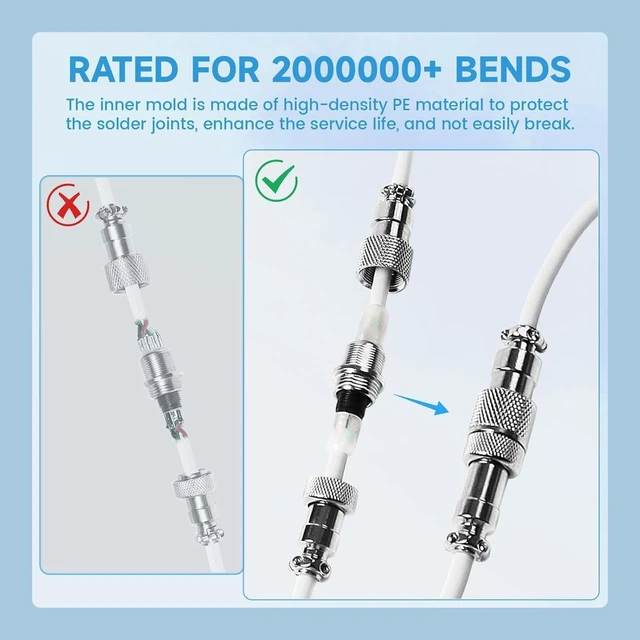 Alt view image 6 of 7 - ATTACK SHARK C01ULTRA Coiled USB-C Cable, Transparent Double TPU Sleeve, RGB Metal Aviator Connector, Type-C to USB-A for Mechanical Keyboard, Gaming & Devices White