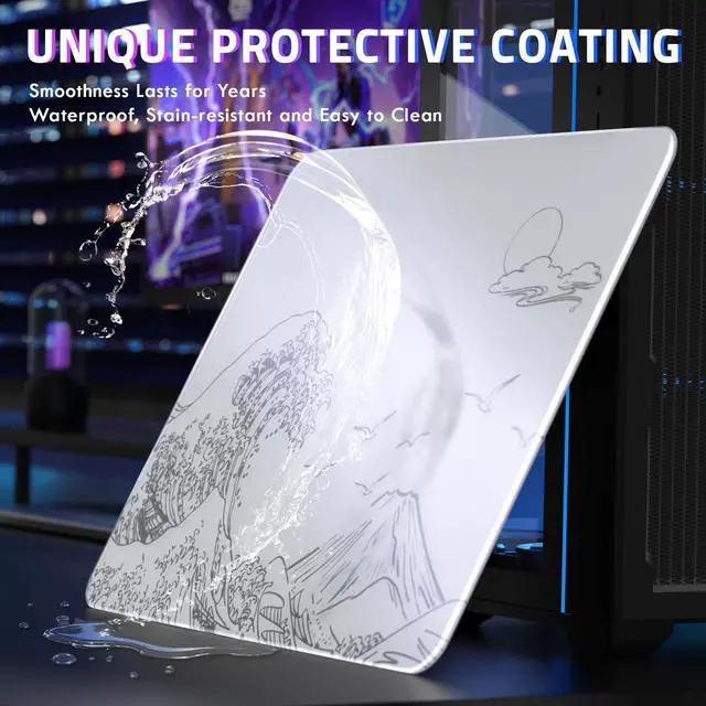 Alt view image 4 of 7 - ATTACK SHARK CM05SE Tempered Glass Gaming Mousepad, Nano-Textured Ultra Smooth Surface, Precise Speed Control for Gaming & Office, 16.1" L x 12.2" W