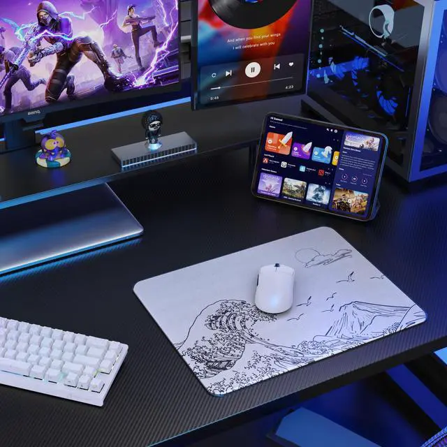 Alt view image 6 of 7 - ATTACK SHARK CM05SE Tempered Glass Gaming Mousepad, Nano-Textured Ultra Smooth Surface, Precise Speed Control for Gaming & Office, 16.1" L x 12.2" W