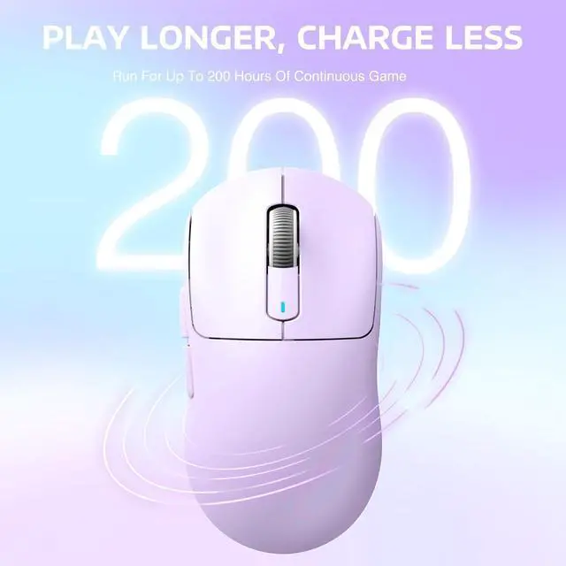 Alt view image 6 of 7 - ATTACK SHARK X3 Lightweight Tri-Mode Wireless Gaming Mouse, 2.4G Bluetooth USB-C Wired, PAW3395 Sensor, 26K DPI, Kailh GM8.0 Switch, 5 Programmable Buttons for PC & Mac White Purple