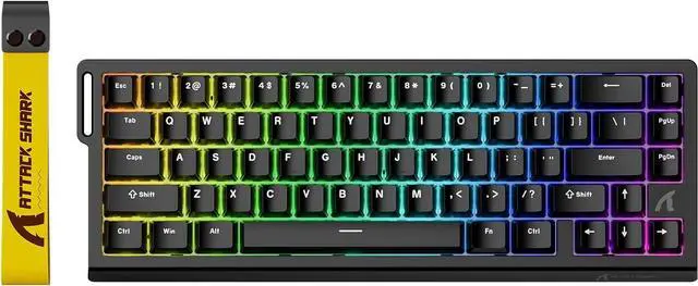 Main image of ATTACK SHARK X68 HE RT 60% Wired Magnetic Gaming Keyboard Black, Hall Effect Switch, Adjustable Actuation, 8KHz Polling Rate, RGB Top Mount, Web Driver for PC Mac Esports Gamers