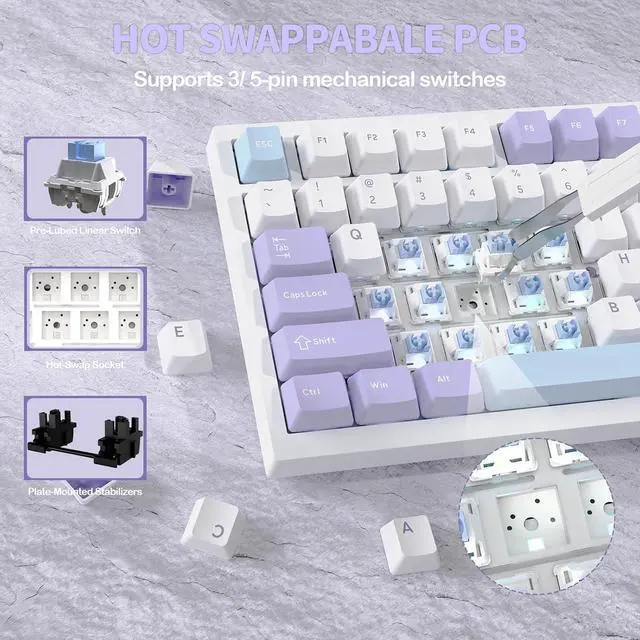 Alt view image 4 of 7 - ATTACK SHARK X820 Ultra 75% Wireless Mechanical Gaming Keyboard, Smart TFT Display & Metal Knob, Hot-Swappable Shark Switch, Gasket Mount, Tri-Mode 2.4G/Bluetooth/USB-C, RGB, 4000mAh Battery