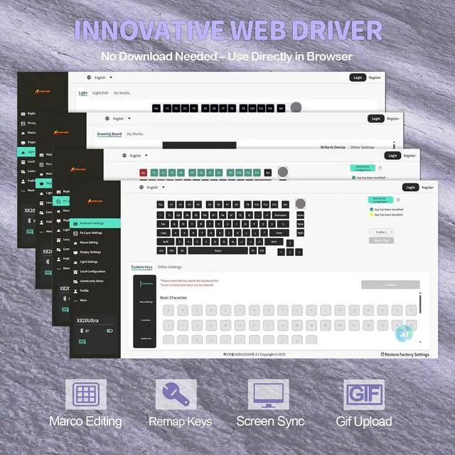 Alt view image 7 of 7 - ATTACK SHARK X820 Ultra 75% Wireless Mechanical Gaming Keyboard, Smart TFT Display & Metal Knob, Hot-Swappable Shark Switch, Gasket Mount, Tri-Mode 2.4G/Bluetooth/USB-C, RGB, 4000mAh Battery
