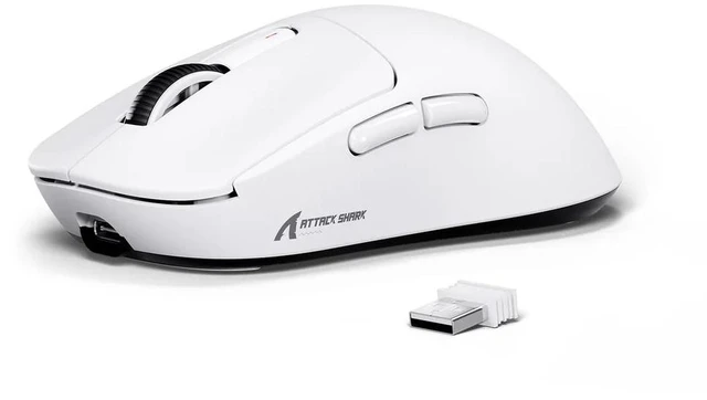 Main image of ATTACK SHARK X3 Lightweight Tri-Mode Wireless Gaming Mouse, 2.4G Bluetooth USB-C Wired, PAW3395 Sensor, 26K DPI, Kailh GM8.0 Switch, 5 Programmable Buttons for PC & Mac White