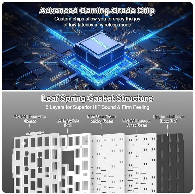 Alt view image 6 of 7 - ATTACK SHARK X85 75% Wireless Mechanical Gaming Keyboard, 81-Key TKL, Triple Mode, Gasket Mount, Hot-Swappable, CNC Knob, RGB, PBT Keycaps, 5000mAh