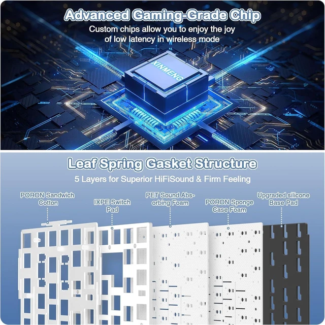 Alt view image 6 of 7 - ATTACK SHARK X85 75% Wireless Mechanical Gaming Keyboard, 81-Key TKL, Triple Mode, Gasket Mount, Hot-Swappable, CNC Knob, RGB, PBT Keycaps, 5000mAh White