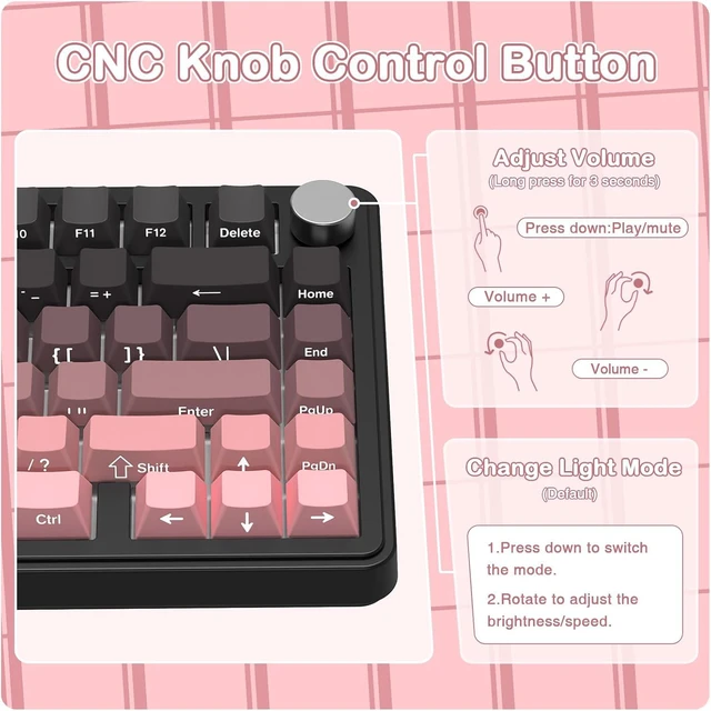 Alt view image 4 of 7 - ATTACK SHARK X85 75% Wireless Mechanical Gaming Keyboard, 81-Key TKL, Triple Mode, Gasket Mount, Hot-Swappable, CNC Knob, RGB, PBT Keycaps, 5000mAh Pink