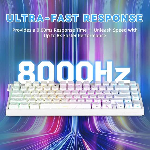 Alt view image 4 of 6 - ATTACK SHARK R82HE 75% Wired Hall Effect Gaming Keyboard, 8K Polling, 0.005mm Rapid Trigger, 0.08ms Latency, Adjustable Actuation, 80-Key Magnetic Switch Keyboard, RGB, NKRO