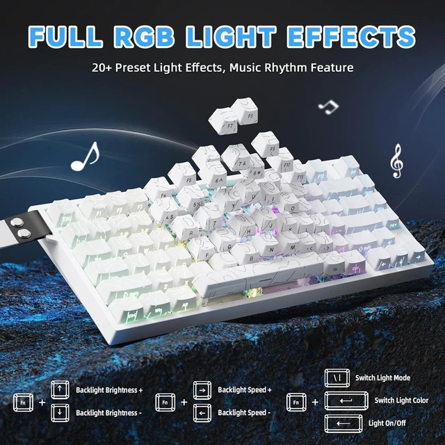 Alt view image 6 of 6 - ATTACK SHARK R82HE 75% Wired Hall Effect Gaming Keyboard, 8K Polling, 0.005mm Rapid Trigger, 0.08ms Latency, Adjustable Actuation, 80-Key Magnetic Switch Keyboard, RGB, NKRO